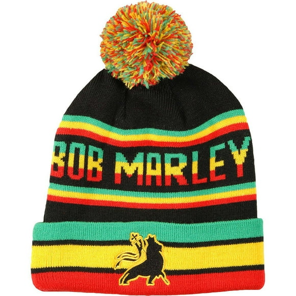 Bob Marley - One Love Rasta Stripe Mens Pom Pom Beanie
