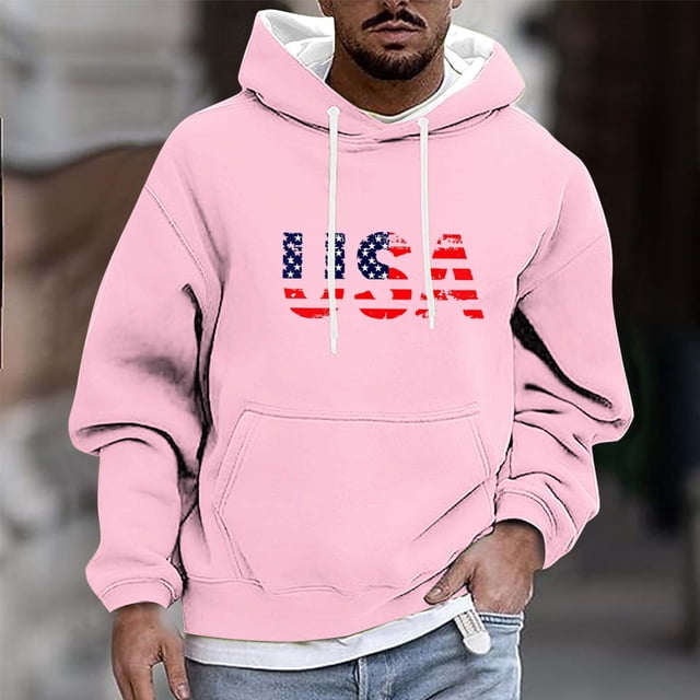 Sudadera con capucha para hombre, informal, a la moda, con estampado, con cordón, de manga larga, de poliéster