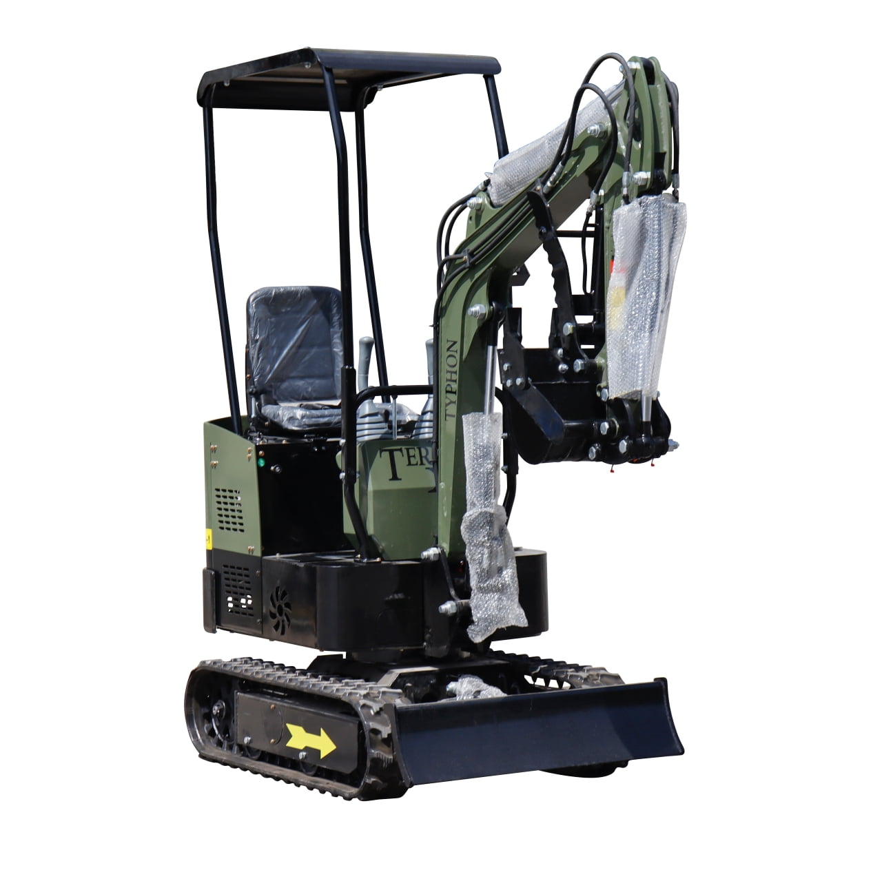 TYPHON TERROR X STORM Mini Excavator Machine – 1 Ton Trench Digger with Canopy, Hydraulic Thumb Clip, Bucket USA