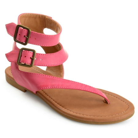 Brinley Co. - Womens Faux Leather Buckle Double Wrap Thong Sandals ...