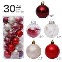 Fwttom 30 pcs Christmas Balls Ornaments, 2.36" Transparent PET Painted Christmas Ornaments Set, Holiday Hanging Christmas Shatterproof Ball for Xmas Tree, Party, Home Decor