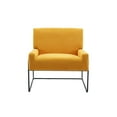 thumbnail image 6 of Mid Century Modern Metal Frame Armchair, Single Sofa Chair with Black Iron U-Shaped Legs, Upholstered Accent Chair for Living Room, Bedroom, Reading Room, Lounge, Yellow, 6 of 9