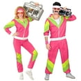 thumbnail image 2 of Adult 80S Tracksuit Retro Hop Windbreaker Disco Tracksuit Sets Colorblock Outfits Set Pink XL, 2 of 6