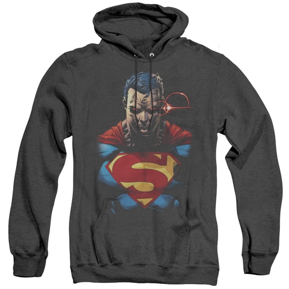 Superman Displeased Adult Heather Hoodie Sweatshirt Black