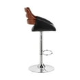 thumbnail image 6 of Armen Living KarterAdjustable Black Faux Leather and Walnut Wood Bar Stool with Chrome Base, 6 of 6