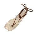 thumbnail image 3 of Lace Up Women Girls Sandals - Open Toe Wrap Tie up Flat Slide Sandals - Comfortable Slip On Thong Strappy Spring Summer Shoes., 3 of 5
