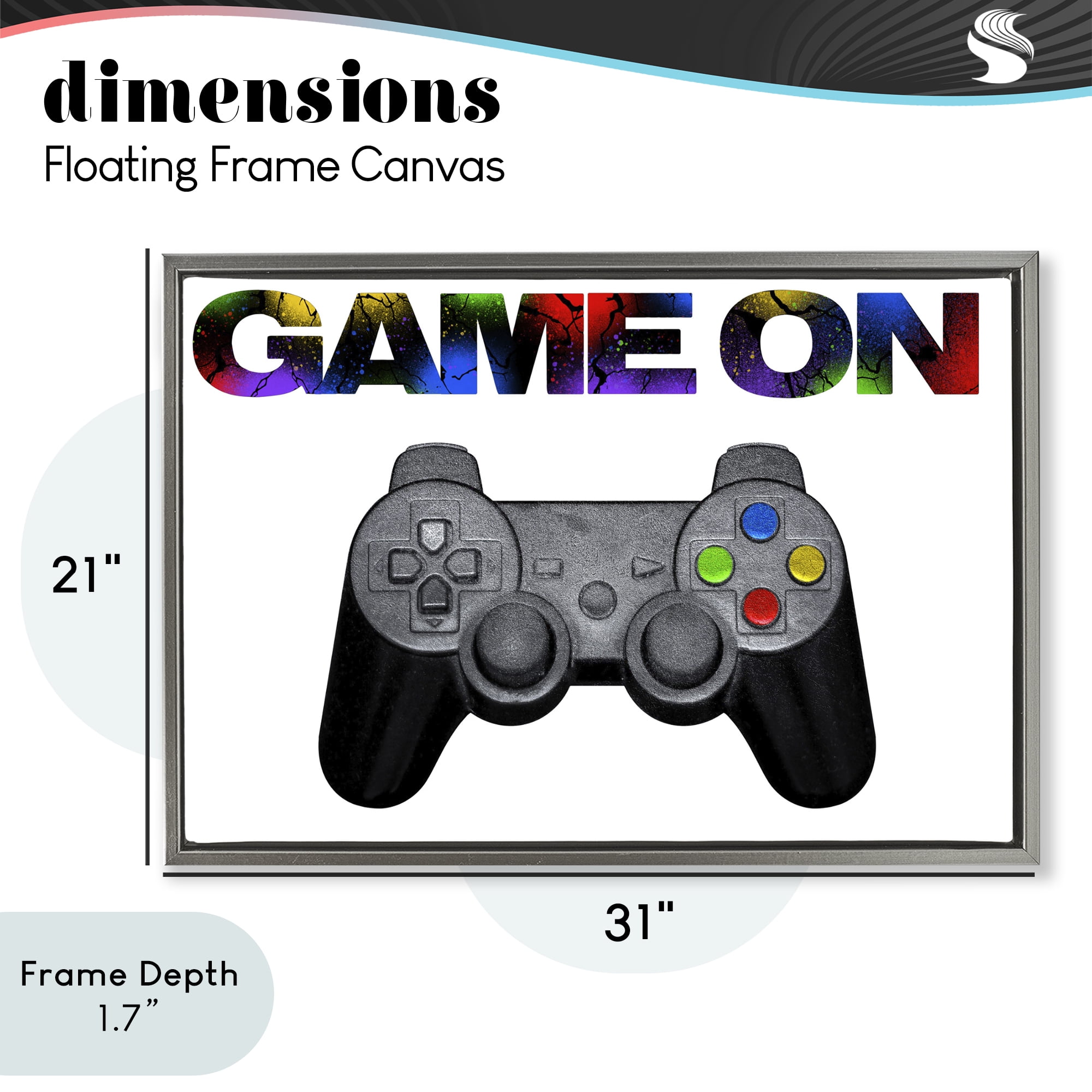 Stupell Industries Controller Game On Splatter Gray Framed Floater Canvas Wall Art, design by Marcus Prime