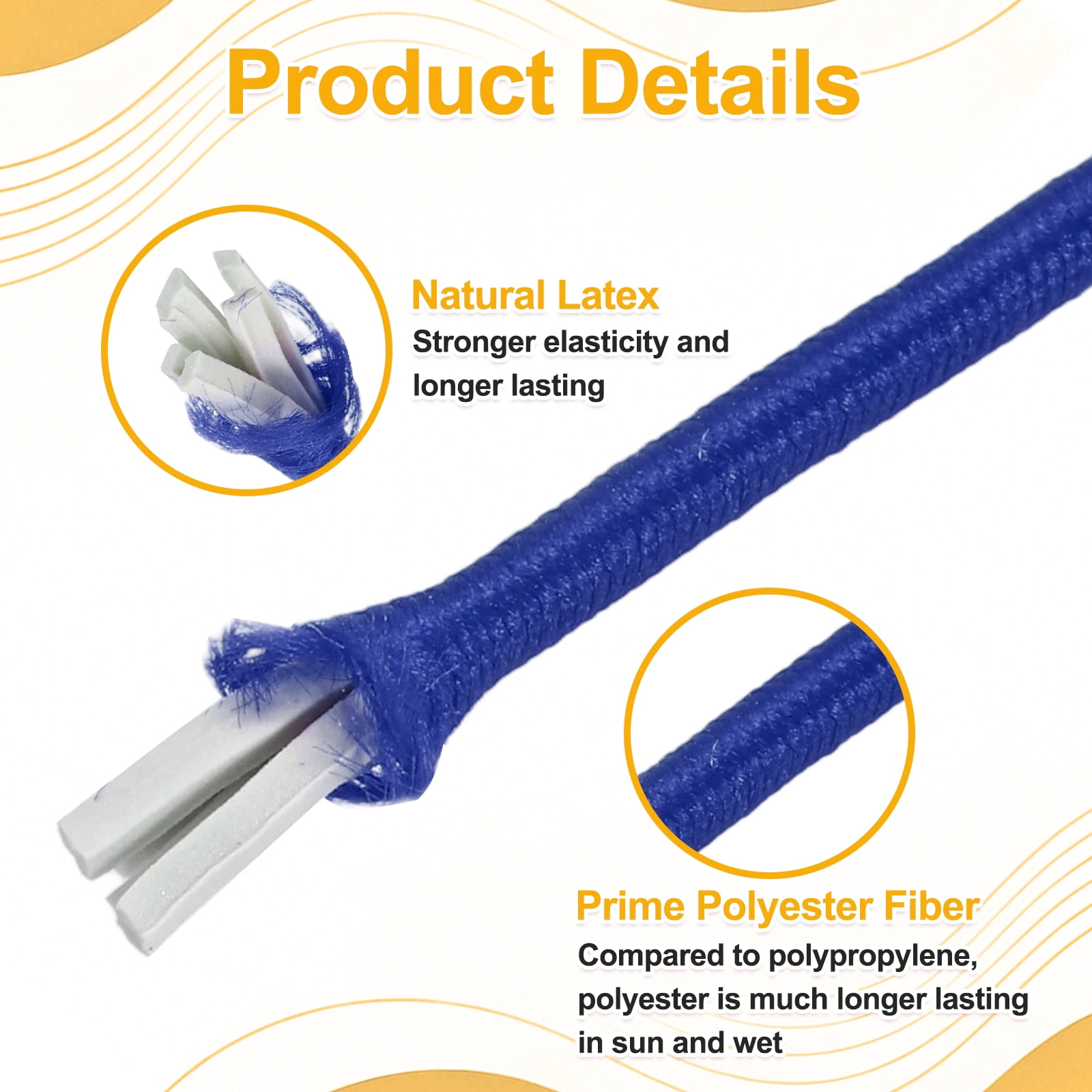 Uxcell Elastic Bungee Cord, (3/32" x 98 Ft , Deep Blue) Heavy Duty Polyester Bungee Cord Suit for - DIY Projects Kayak Strap Tarp Tie Down Canopy Boating Camping Tent