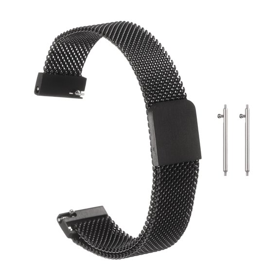 Uxcell Stainless Steel Mesh Watch Band 14mm Quick Release Metal Replacement Adjustable Watch Strap with Magnetic Buckle for Men Women, Black