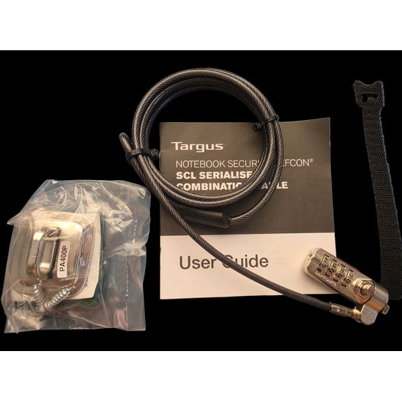 Targus DEFCON Serialized Cable Lock PA410S-1 * 6.5 ft Steel Laptop Security Cable, Combination Lock, Kensington Slot Compatible