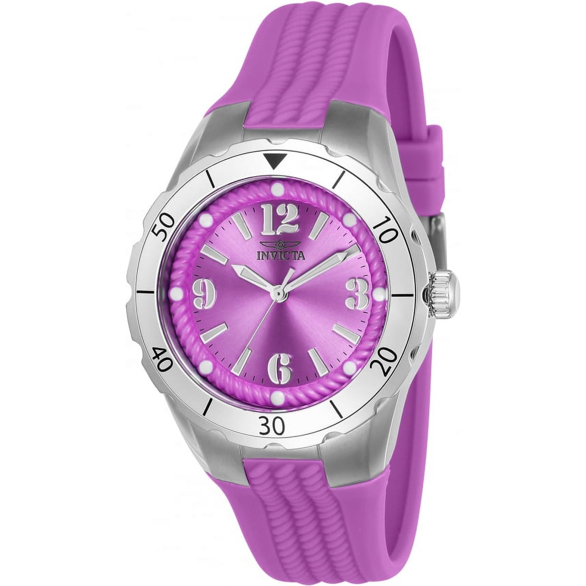 Women's Angel Purple Polyurethane Band Steel Case Flame-Fusion Crystal Quartz Analog Watch 24123