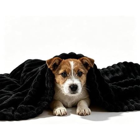 Dog Emotional Support Blanket Yellow Soft Faux Rabbit Fur Polyester Material Security Calming Comfortable Design for Pets Indoor Sofa Kennel Pet Anxiety Relief (Black 100 * 150cm)