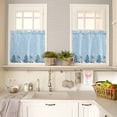 thumbnail image 4 of Christmas Kitchen Curtains and Valances Set, Xmas Gnomes Winter Trees Snowflakes Light Blue Rod Pocket Window Valance Window Curtain Panels for Living Room Bedroom Laundry, 27.5x36in, 3 Pieces, 4 of 7
