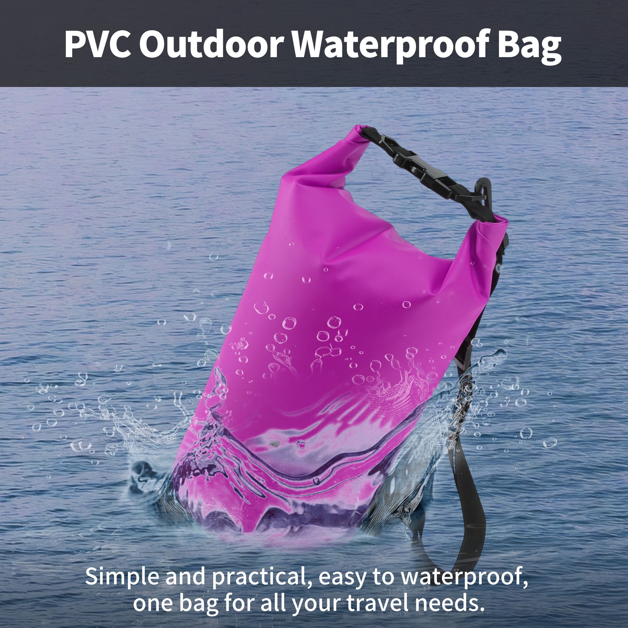 Unique Bargains Durable Waterproof Dry Bag Purple Pattern 1