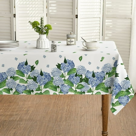 

Spring Summer Tablecloth 60x60 Inch Easter Watercolor Hydrangea Blooming Floral Table Cover for Party Picnic Dinner Decor