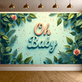 thumbnail image 5 of LUUFILx Oh Baby Banner Backdrop Greenery Floral Design Baby Shower Event Party Supplies Photography Props Decors Background Gender Reveal, 5 of 7