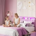 thumbnail image 4 of YUSAZENS Twin Size Velvet Upholstered Bed Frame with LED Light, MDF Structure 2 Underbed Storage Drawers, Floor Standing Soft Platform Bed No Box Spring Needed,  Purple, 4 of 7