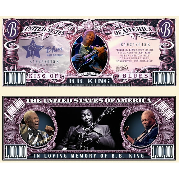 Anime Source B.B. King American Musician Songwriter Commemorative Million Bill Novelty with Semi Rigid Protector
