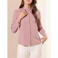 thumbnail image 6 of INSPIRE CHIC Women's Stand Collar Button Down Long Sleeve Shirts, 6 of 8
