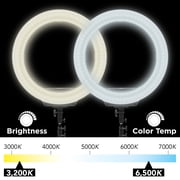 Artograph 18” LED Selfie Ring Light with Tripod Stand & Phone Clamp for Live Stream/Makeup/YouTube Video, Dimmable, Color Temperature Control with Carrying Bag and Bluetooth Remote Control for Phone