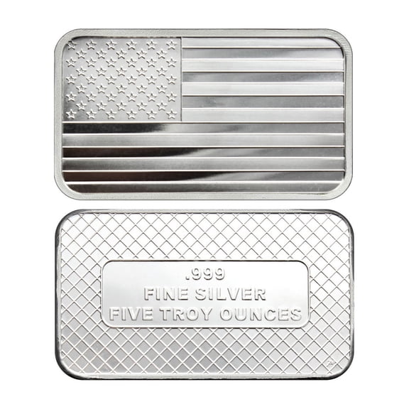 5-oz American Flag .999 Fine Silver Bar Sealed