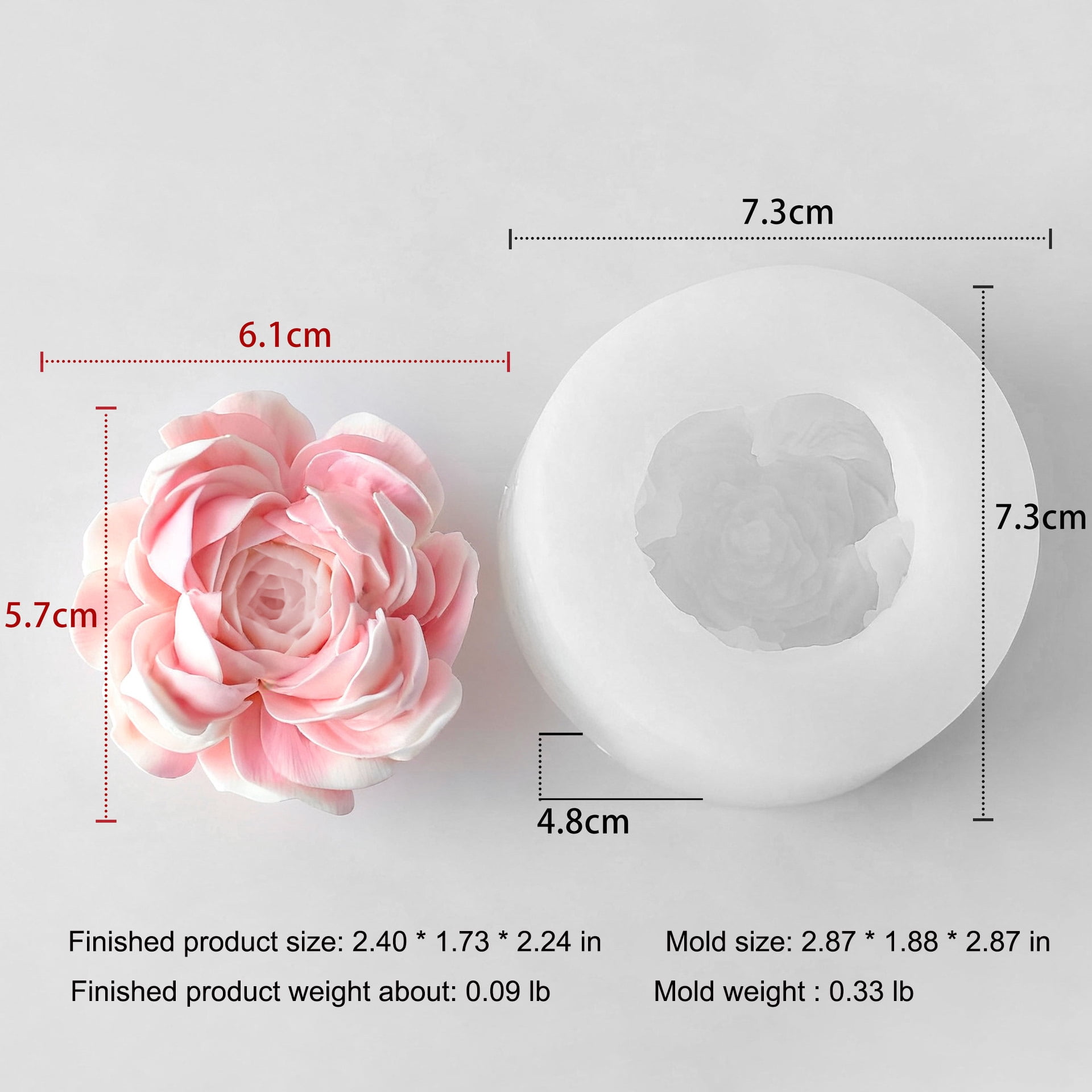 3PCS Peony Silicone Candle Flower Wax Mold Silicone for Candles Resin Making Molds Moldes for Making Mothers Day Gifts for Mom Daughter Home Decoration