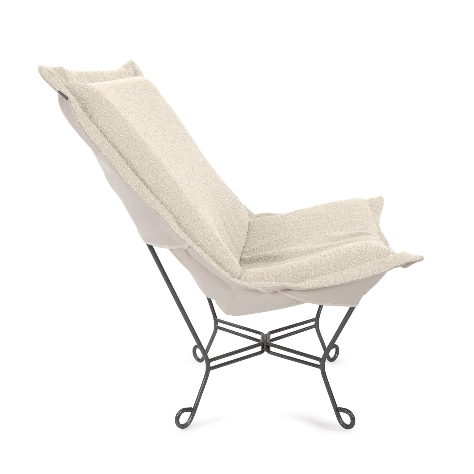 Scroll Puff Chair Titanium- Barbet Natural/Natural