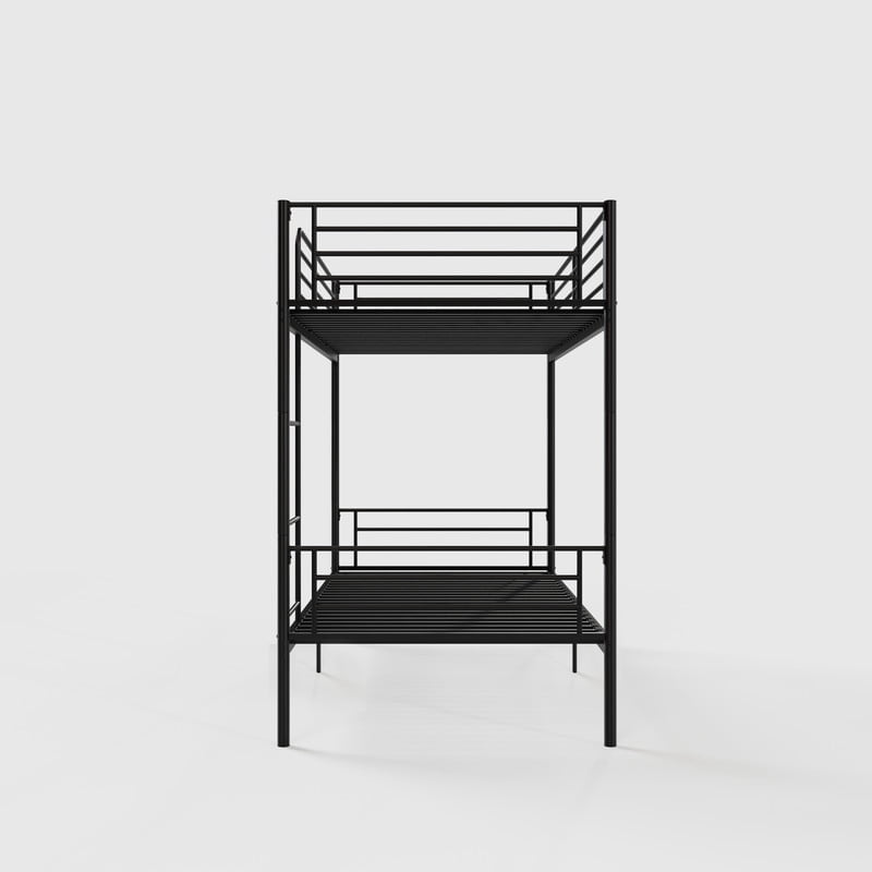 Twin Over Twin Metal Bunk Bed with Ladder, High Guardrails, Under-bed Storage, Noise-Free Design, Convertible to 2 Twin Beds