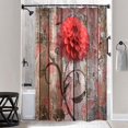 thumbnail image 2 of Farmhouse Flower Floral Shower Curtain, Rustic Red Dahlia Shower Curtain Set, Country Red Wild Garden Plant Waterproof Fabric Shower Curtain with Hooks, Surreal Bathroom Curtain, 36X72inch\u2026, 2 of 5
