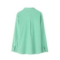 thumbnail image 6 of Wyobmus Womens Loose Long Sleeve Shirt Notch Lapel Dress Shirt Lightweight Solid Color Button Down Blouse Mint Green, 6 of 7