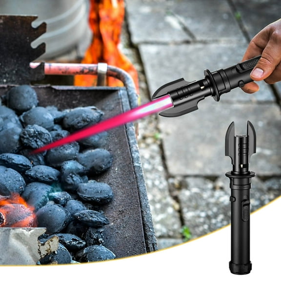 Qonioi Outdoor Red Flame Lighter, High Temperature Windproof Butane Lighter for Welding Barbecue, Refillable Lighter, Camping Lighter