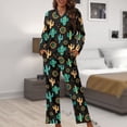 thumbnail image 6 of Kuiaobaty Cactus Geometric Print Women's Pajamas Set Pajamas Set Soft Long Sleeves Tops Button Down T-Shirts with Full Length Pants Casual Soft Home Sleepwear Nightgown White, L, 6 of 7