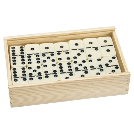 Premium Set of 55 Double Nine Dominoes with Wood Case by Hey! Play!