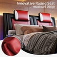 thumbnail image 3 of VanAcc Queen Floating Bed Frame With LED Lights, Modern Faux Leather Upholstered Platform Bed, Red, 3 of 8