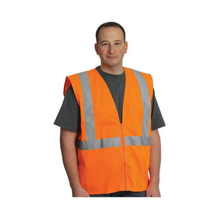 ANSI Class 2 Two-Pocket Zipper Mesh Safety Vest, Polyester Mesh, Large, Orange ANSI Class 2 Two-Pocket Zipper Mesh Safety Vest, Polyester Mesh, Large, Orange