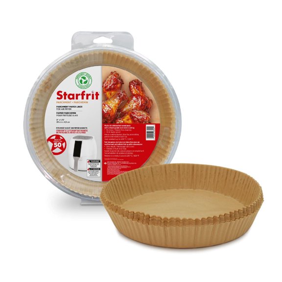 Starfrit Air Fryer Liners - 50 Count per pack - Disposable Parchment Paper Liners - Non-Stick - Oil Proof - Waterproof - 8” Round Shape - For 5-8 Qt Baskets