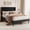 Deep Black, variant on Sofanext Queen Bed Frame with Wooden Slats Support, Upholstered Platform Bed with Wingback Headboard, No Box Spring Required, Noise-Free Mattress Foundation, Vertical Stripe, Cream White