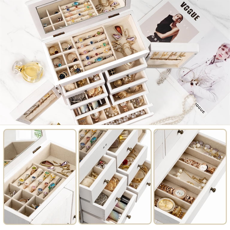 Sfugno 6-Layer Large Jewelry Organizer Box with Mirror photo 5