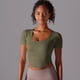 thumbnail image 1 of Camiseta de manga corta sólida para mujer, Top deportivo ajustado para correr, Fitness, Yoga, Tops cortos de entrenamiento para gimnasio, ropa activa, 1 of 5