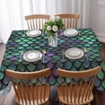 thumbnail image 3 of Coastal Teal Green Table Cloth Waterproof Tablecloths, Modern Ocean Mermaid Scales Tablecloth Dining Table Cover for Kitchen Party Tabletop Outdoor, Rectangle Tablecloth 52x70 Inch, 3 of 9
