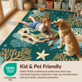 thumbnail image 4 of Design&I 8'x10' Washable Area Rug Turtle Nautical Coral Reef Starfish Border Underwater Crab Whale Flowing Dynamic for Living Room, Family Extra Large Skid-Resistant Low Profile, 4 of 7