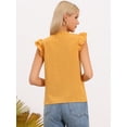 thumbnail image 3 of DARING DIVA Women's Ruffle Crew Neck Layer Cap Sleeve Blouses XS Yellow, 3 of 6