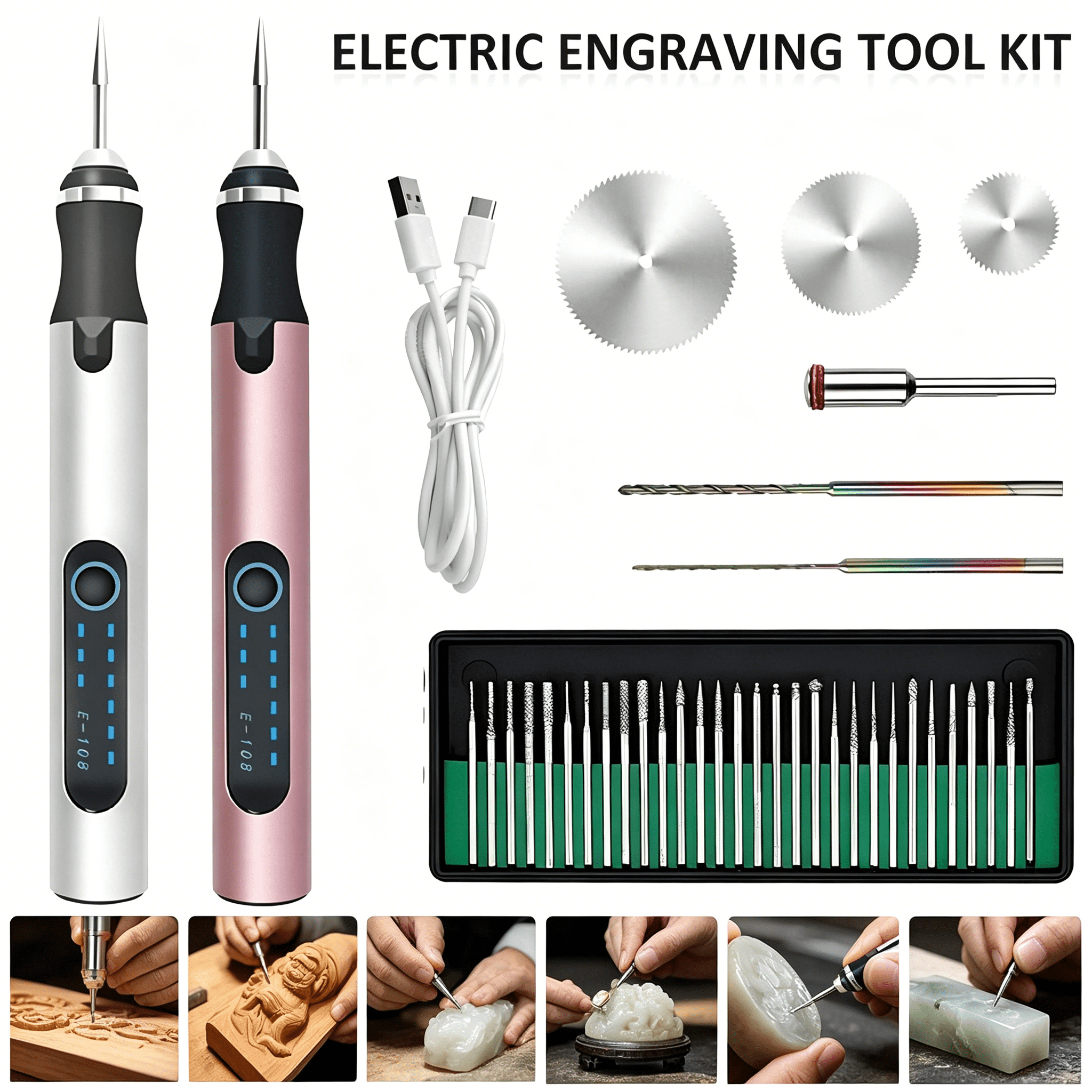 CURYMAY 2026 New Rotary Tool Rechargeable Engraving Pen with 300Mah Battery Electric Adjustable Speed Carving Pen Hand-Held Wood Engraving Tool for Sanding Polishing Drilling Etching