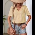 thumbnail image 4 of Blusas Informales de Negocios para Mujer, Blusas Elegantes de Trabajo, Atuendo de Verano, Moda 2025, Camiseta de Corta con Cuello en V, Amarillo, Talla S, 4 of 10