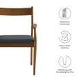 thumbnail image 3 of Modway Solara Vegan Leather Wood Dining ArmchairsSet of 2 in Walnut Black, 3 of 10
