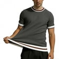 thumbnail image 6 of Ringer Tee Men Summer Fashion Ribbed Knit Crew Neck Short Sleeve Mens T-Shirts Casual Tops, 6 of 7