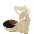 thumbnail image 3 of Wild Diva Maegan-32 Women Floral Crochet Ankle Wrap Slingback Espadrille Wedge - Black, 3 of 4