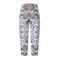 thumbnail image 4 of Taqqpue Womens Linen Pants Loose Floral Prirted Elastic High Waisted Wide Leg Pants Baggy Lounge Pant Comfy Soft Trousers Resort Wear Relaxed Fit Straight Leg Crop Trousers with Pockets, 4 of 5
