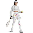 thumbnail image 5 of COEQINE Elastic Yoga Skirted Legging for Women with Pockets Colored Hearts and Stars Print Ruffle Pleated Tennis Skirts with Leggings Comfy Breathable Golf Pickleball Leggings, L, 5 of 7