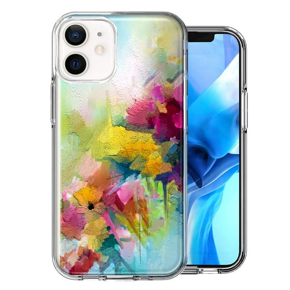MUNDAZE Case For Apple iPhone 12 Mini Watercolor Flowers Abstract Spring Colorful Floral Painting Phone Cover